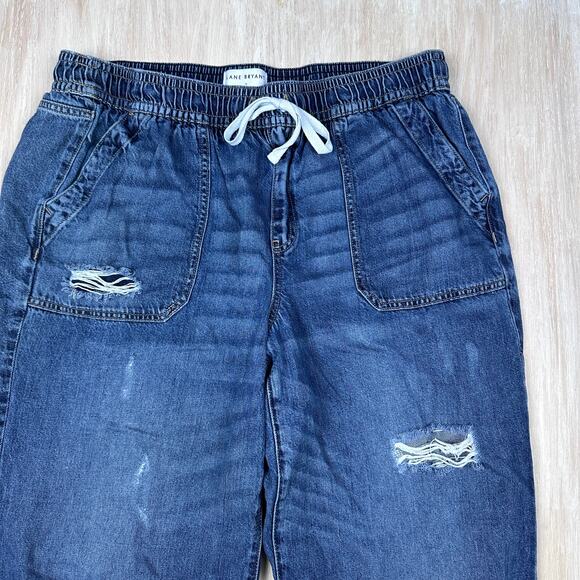 Lane Bryant Pull On Wide Leg Distressed Ripped Drawstring Elastic Waist Jeans 16 - Picture 2 of 16